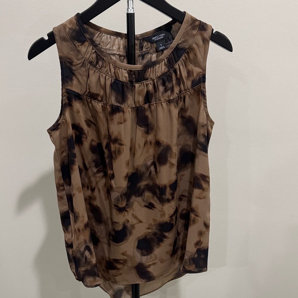 Vera Wang Brown and Black Sleeveless Blouse